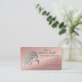 Schoonheidssalon Stylist Metallic Roos Gold + Silv Visitekaartje (Staand voorkant)