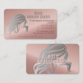 Schoonheidssalon Stylist Metallic Roos Gold + Silv Visitekaartje (Voorkant / Achterkant)