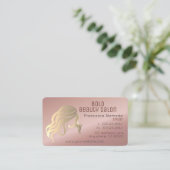 Schoonheidssalon Stylist Metallic Roos Gouden Sjab Visitekaartje (Staand voorkant)