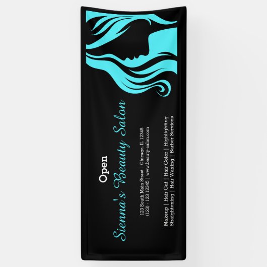 Schoonheidssalon (turquoise) spandoek (Verticaal)