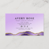 Schoonheidssalon van Violet & Gold Marble Agate Visitekaartje (Achterkant)