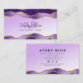 Schoonheidssalon van Violet & Gold Marble Agate Visitekaartje (Voorkant / Achterkant)