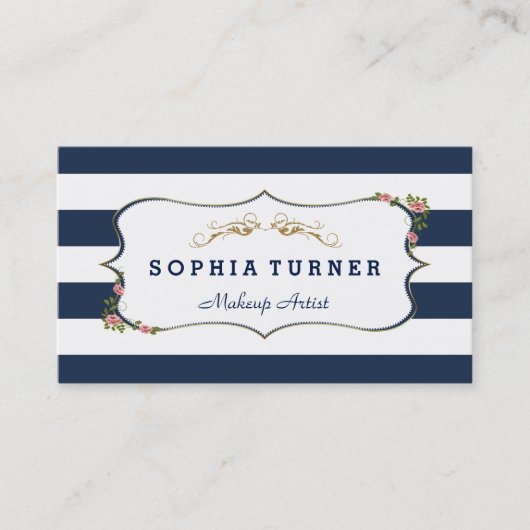 Schoonheidssalon Vintage Bloemengoud Dubbelzijdig Visitekaartje (Voorkant)