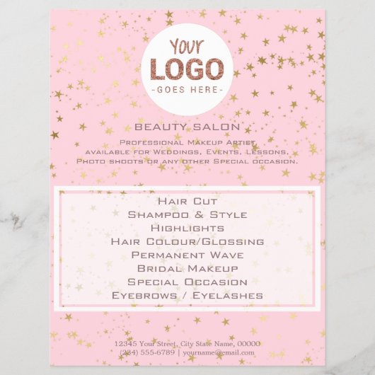 schoonheidssalon voor je logo op sterrenpatroon flyer (Voorkant)