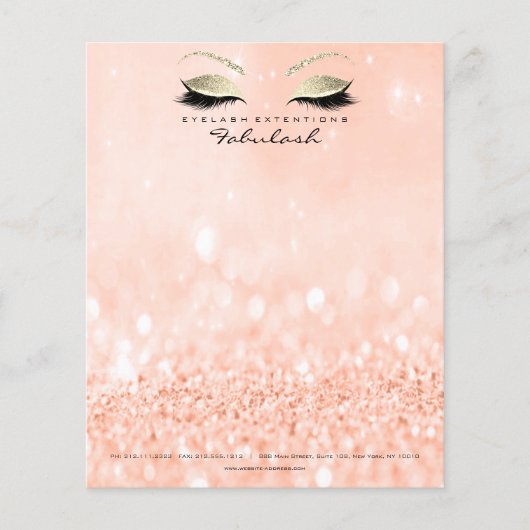 Schoonheidssalon Wimpers Make-up Stylist Goud Perz Flyer (Voorkant)