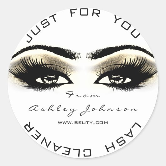 Schoonheidssalon Wit Goud Lash Cleaner Sepia Eye Ronde Sticker (Voorkant)