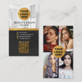 Schoonheidssalon Zwart Goud QR code Afspraak Visitekaartje (Voorkant / Achterkant)