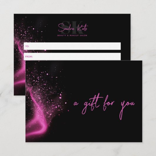 Schoonheidssalon Zwart Neon Roze Set Bedrag Gift K (Voorkant / Achterkant)