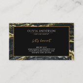 Schoonheidssalon Zwart Wit Goud Glitter Marmer Aga Visitekaartje (Achterkant)