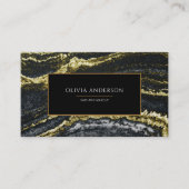 Schoonheidssalon Zwart Wit Goud Glitter Marmer Aga Visitekaartje (Voorkant)