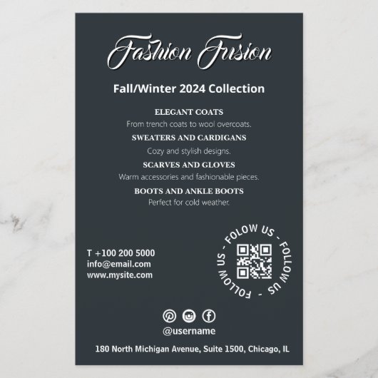 Schoonheidssalon Zwart Wit Grijs Grijs Script Lett Flyer (Voorkant)