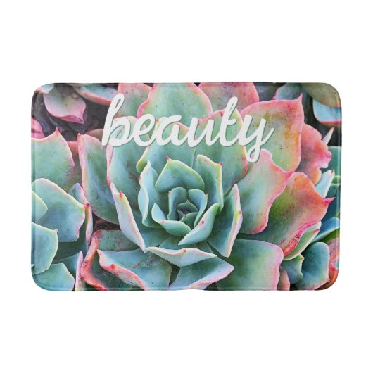 Schoonheidsscript Roze Groene Cactus Foto Vet Mode Badmat (Voorkant)