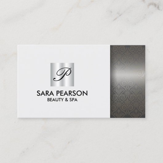 Schoonheidsspa Elegant Monogram Visitekaartje (Voorkant)