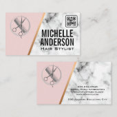 Schoonheidsspecialist | QR Code | Roze | Marmer   Visitekaartje (Voorkant / Achterkant)