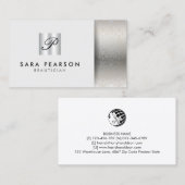 Schoonheidsspecialiste Elegant Zilver Monogram Dam Visitekaartje (Voorkant / Achterkant)