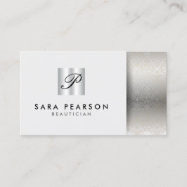 Schoonheidsspecialiste Elegant Zilver Monogram Dam Visitekaartje