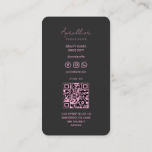 Schoonheidsspecialiste Esthetician Zwart Roze Mini Visitekaartje (Achterkant)