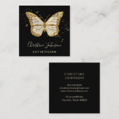 schoonheidsspecialiste faux glitter butterfly vierkante visitekaartje (Voorkant / Achterkant)