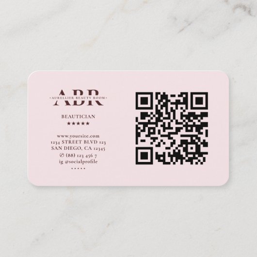 Schoonheidsspecialiste Monogram Cosmetoloog Esthet Visitekaartje (Achterkant)