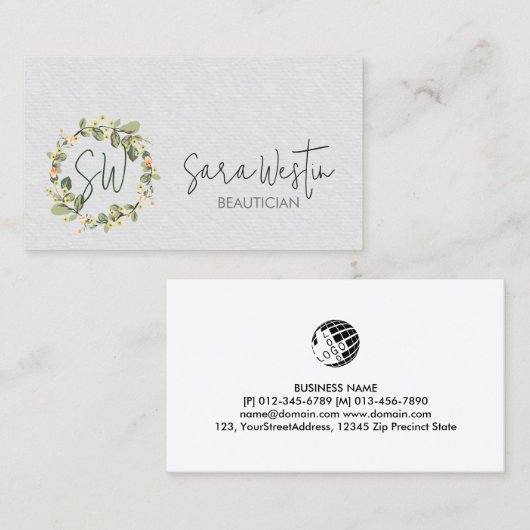 Schoonheidsspecialiste Monogram Visitekaartje (Voorkant / Achterkant)