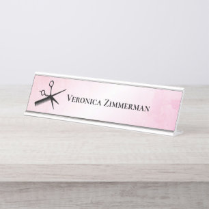 Schoonheidsspecialiste ontwerp roze bureau naambordje