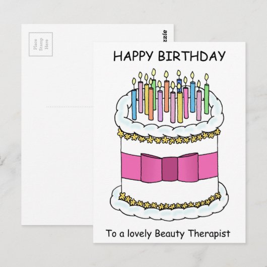Schoonheidstherapeut Happy Birthday Briefkaart (Voorkant / Achterkant)