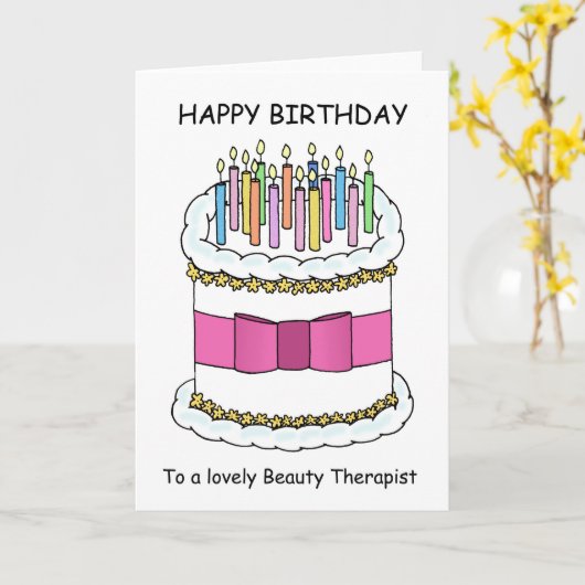 Schoonheidstherapeut Happy Birthday Kaart (Gele Bloem)