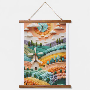 Schoonheidstijd voor zon, wolken, bomen en bloemen hangend wandkleed