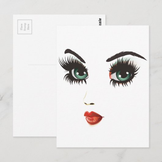 Schoonheidsvrouw gezicht briefkaart (Voorkant / Achterkant)