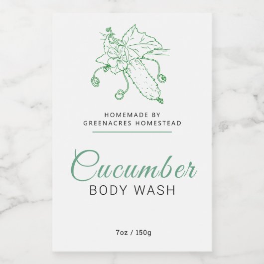 Schoonheidswaslabel Komkommer logo Wijn Etiket (Enkel label)