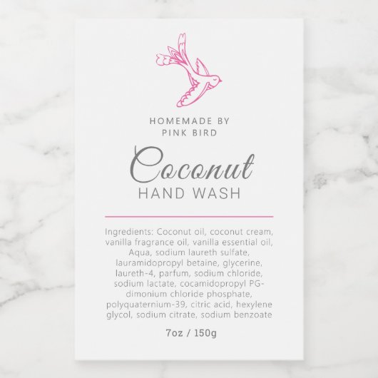 Schoonheidswaslabel vogel of logo wijn etiket (Enkel label)