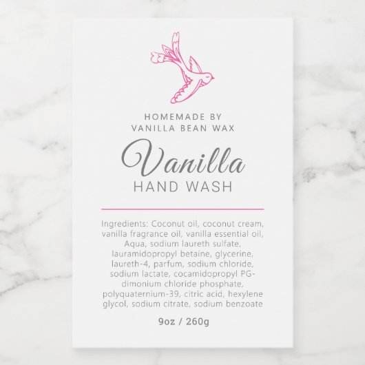 Schoonheidswaslabel Wijn Etiket (Enkel label)