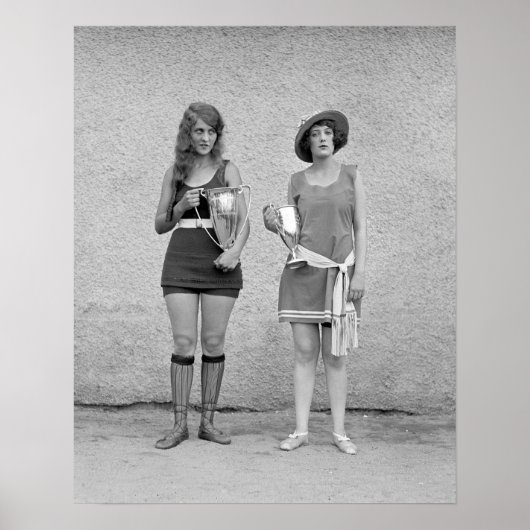 Schoonheidswedstrijd in bad, 1922. Oude foto Poster (Voorkant)