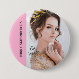 Schoonheidswedstrijd Knop Speld - Donkere Tekst Ronde Button 7,6 Cm