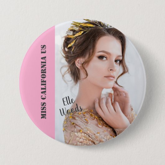Schoonheidswedstrijd Knop Speld - Donkere Tekst Ronde Button 7,6 Cm (Voorkant)
