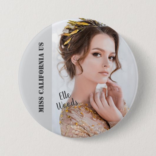Schoonheidswedstrijd Knopspeld - Donkere Tekst Ronde Button 7,6 Cm (Voorkant)