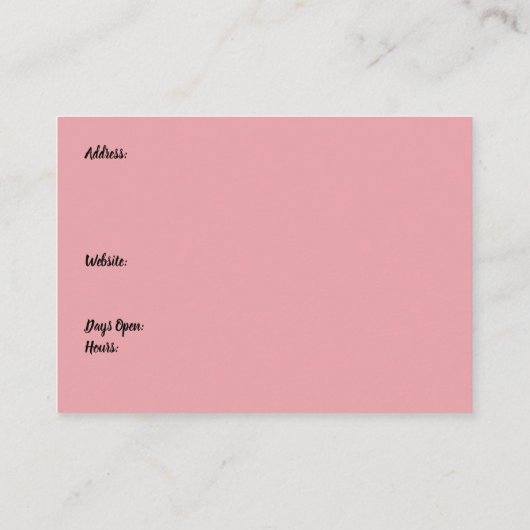 Schoonheidswinkel, ontwerp drie vrouwen met pamper visitekaartje (Achterkant)