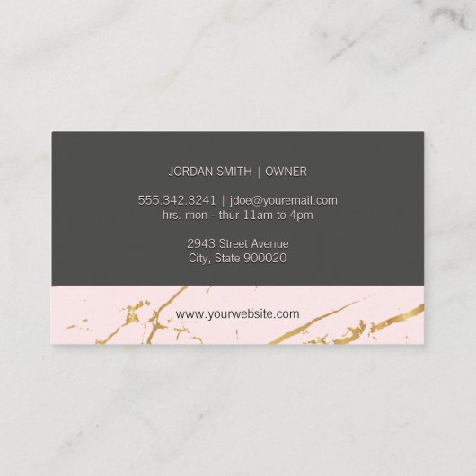 Schoonheidswinkel Roze Luxe Goud Marmer Visitekaartje (Achterkant)