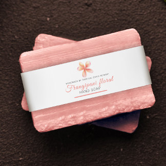 Schoonheidszeep label frangipani bloem op maat uitnodigingen wikkel