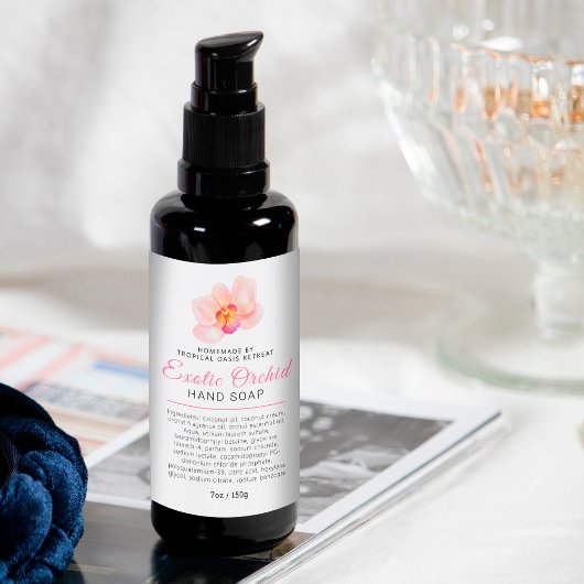 Schoonheidszeep-label tropische orchidee logo of a voedselcontainer etiket