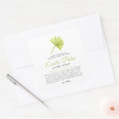 Schoonheidszeepetiket tropische palm logo of douan vierkante sticker (Envelop)