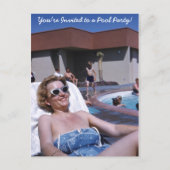  schoonheidszondbader in een blauw zwempak uitnodiging briefkaart (Voorkant)