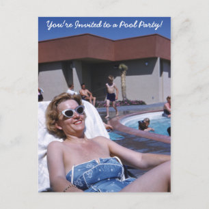 schoonheidszondbader in een blauw zwempak uitnodiging briefkaart