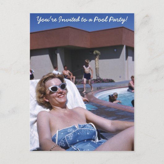  schoonheidszondbader in een blauw zwempak uitnodiging briefkaart (Voorkant)