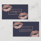 Schoonkamer typografie lippen faux roos gold visitekaartje (Voorkant / Achterkant)