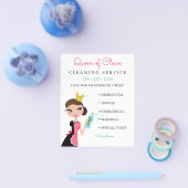 Schoonmaak Dienst Brunette Karakter Kroon Flyer (Enkel)
