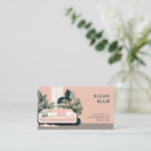 Schoonmaak Diensten Housekeeping Retro Pink Classy Visitekaartje (Staand voorkant)