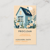 Schoonmaak Diensten Huishouding Floral Yellow Chic Visitekaartje (Voorkant)