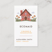 Schoonmaak Diensten Huishouding Retro Schattige Ho Visitekaartje (Voorkant)