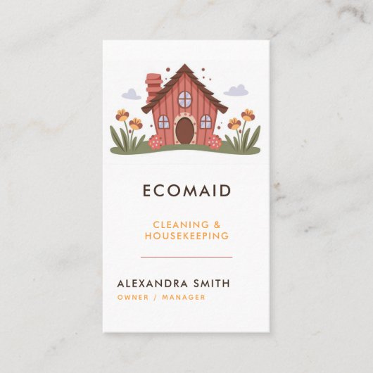 Schoonmaak Diensten Huishouding Retro Schattige Ho Visitekaartje (Voorkant)